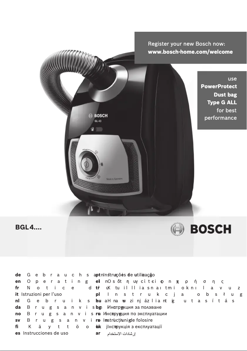Page 1 de la notice Manuel utilisateur Bosch BGL4SIL69