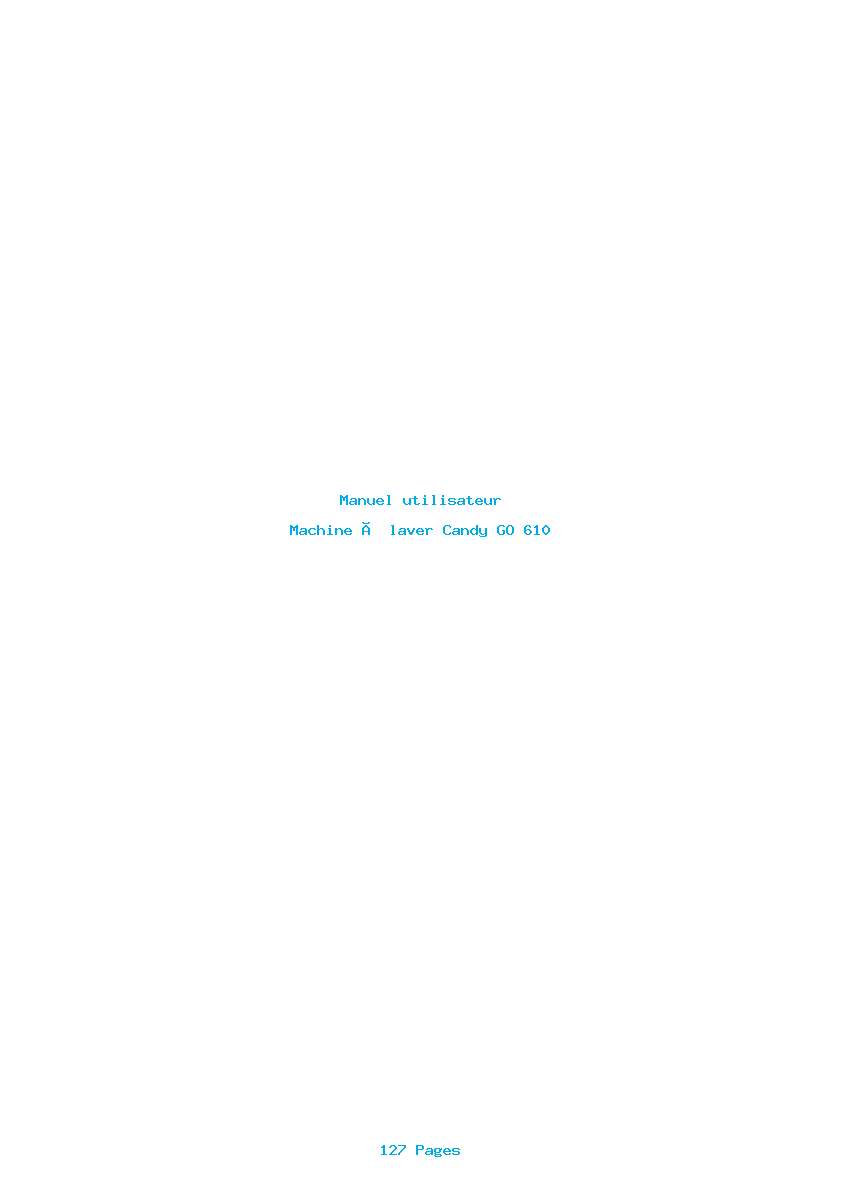 Page 1 de la notice Manuel utilisateur Candy GO 610