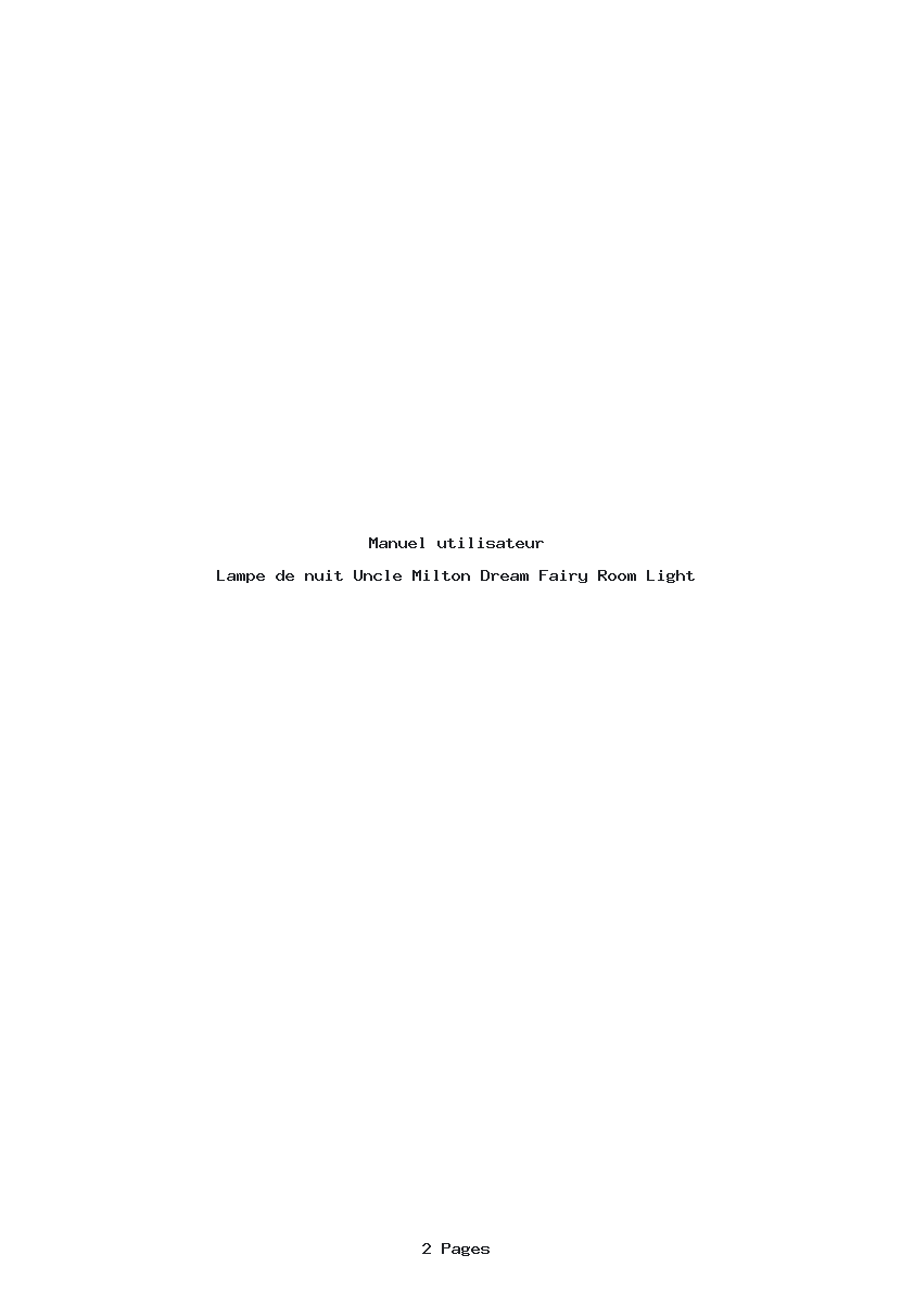 Page 1 de la notice Manuel utilisateur Uncle Milton Dream Fairy Room Light