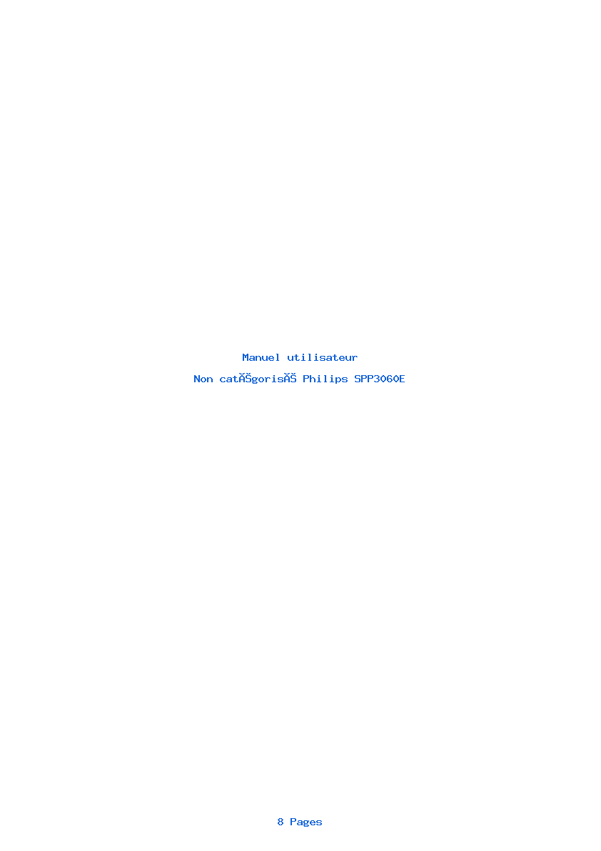 Page 1 de la notice Manuel utilisateur Philips SPP3060E