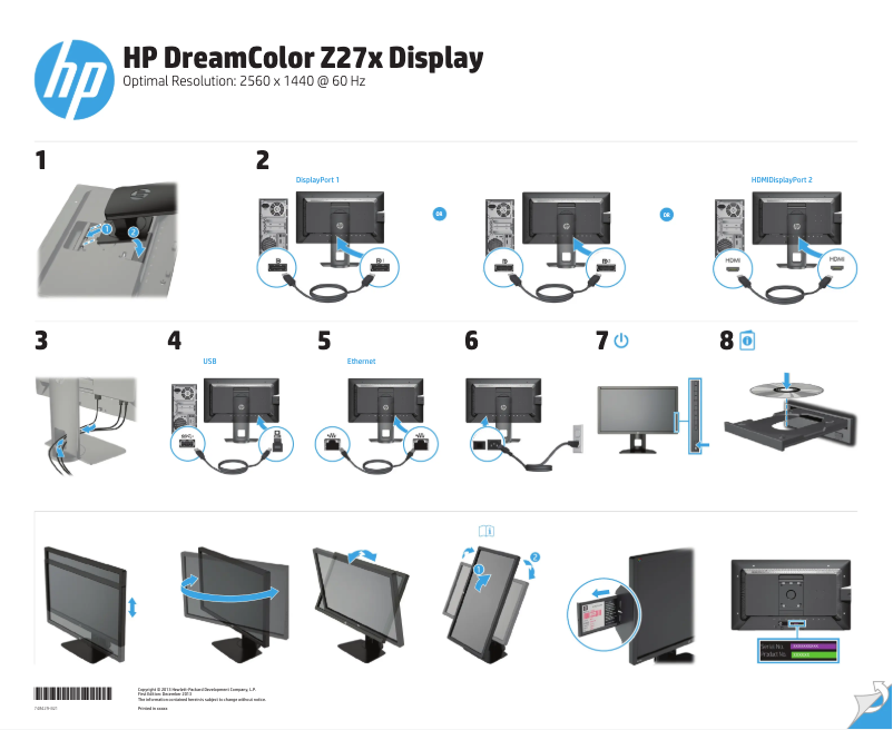 Page n°1 - Guide d'installation HP DreamColor Z27x