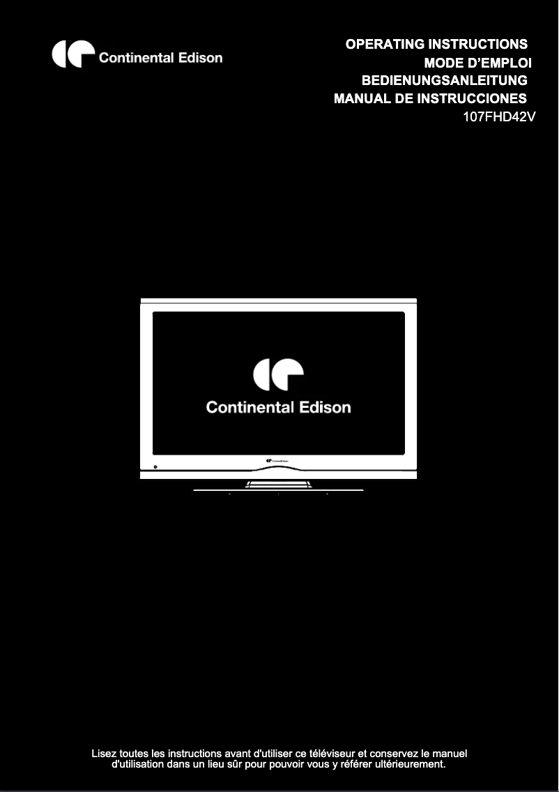 Página 1 del manual Manual de usuario Continental Edison 107FHD42V