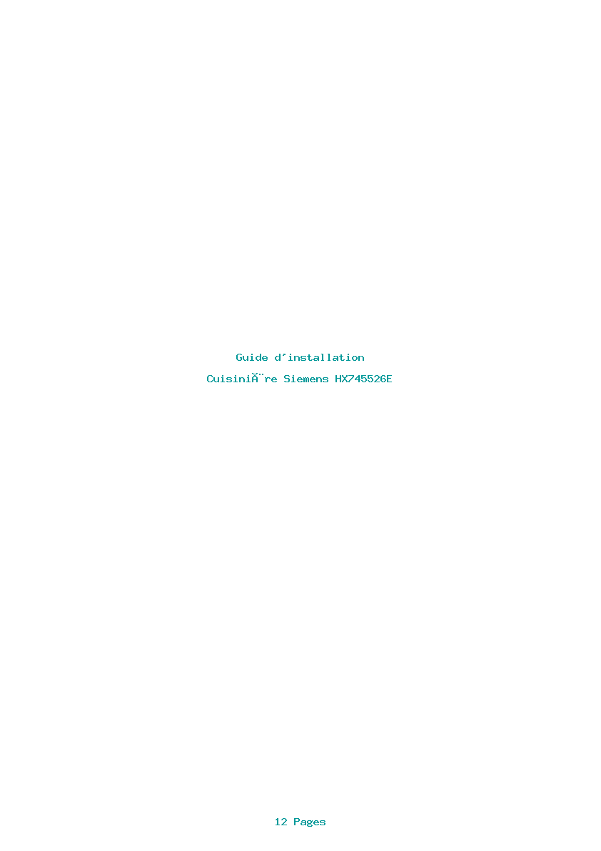 Page 1 de la notice Guide d'installation Siemens HX745526E