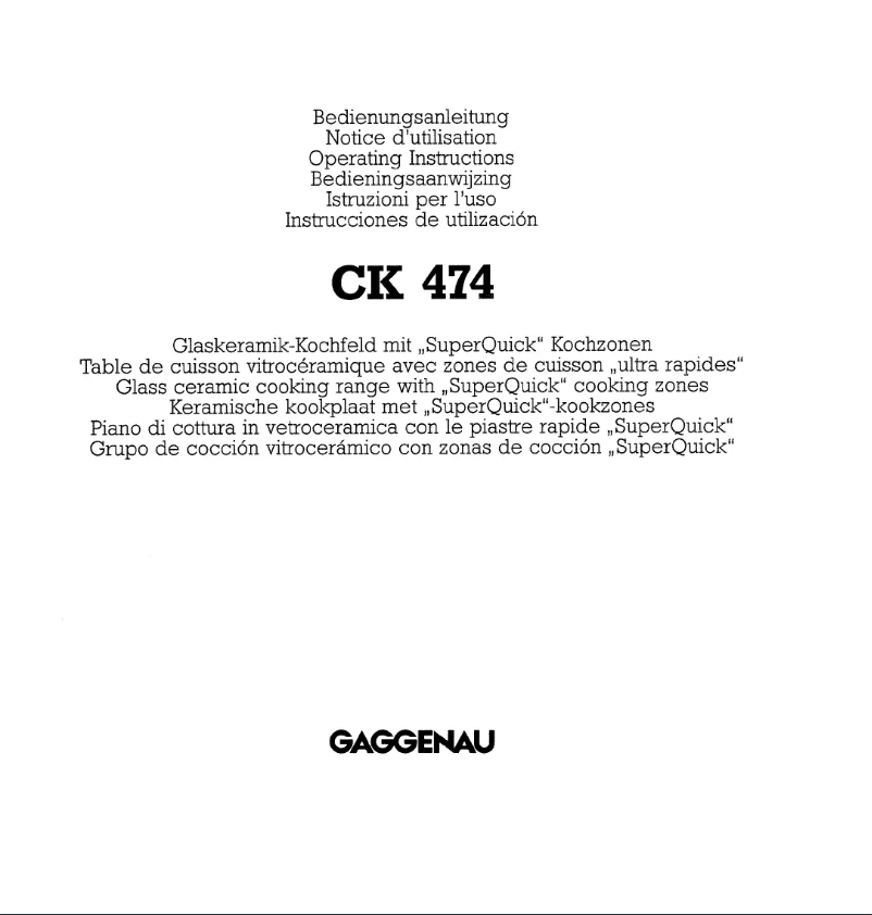 Página 1 del manual Manual de usuario Gaggenau CK 474 114