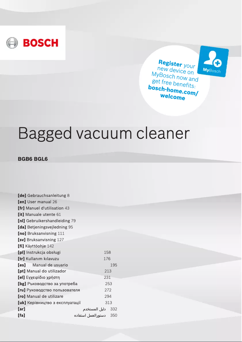 Page 1 of the manual User Manual Bosch BGL6HYG1