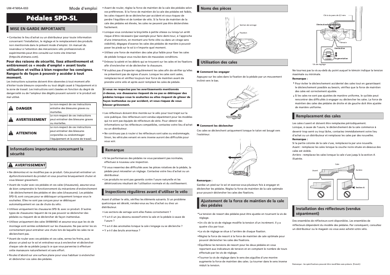Page 1 de la notice Manuel utilisateur Shimano PD-R7000