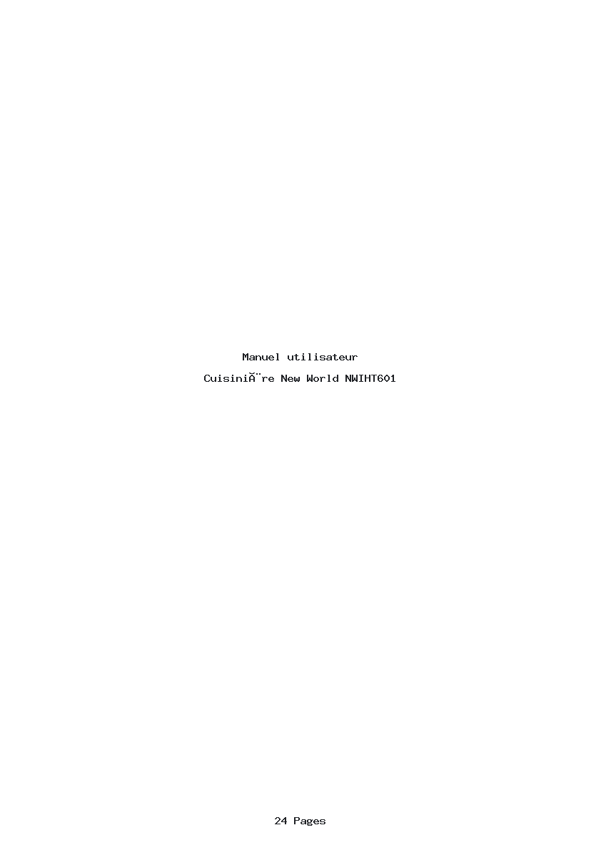 Page 1 de la notice Manuel utilisateur New World NWIHT601