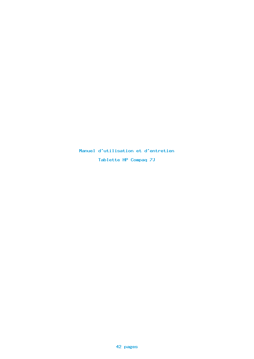 Page 1 de la notice Manuel d'utilisation et d'entretien HP Compaq 7J