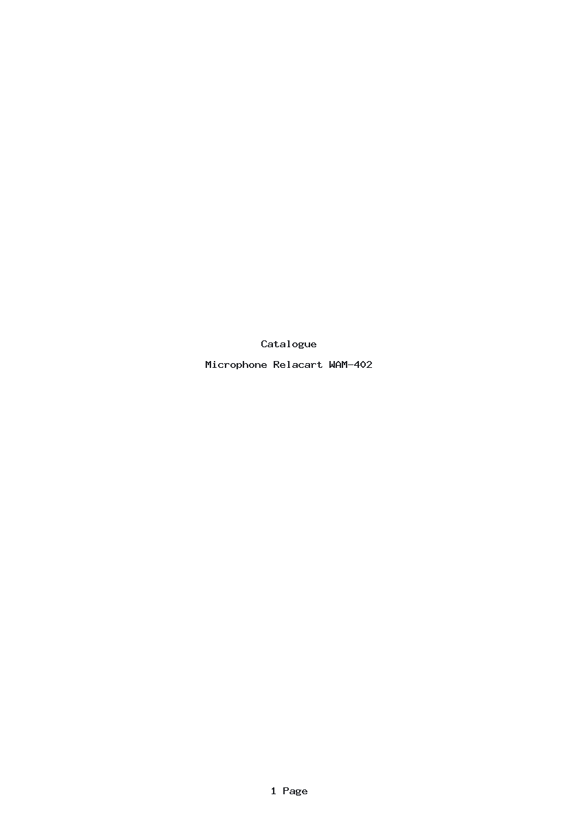 Page 1 de la notice Catalogue Relacart WAM-402