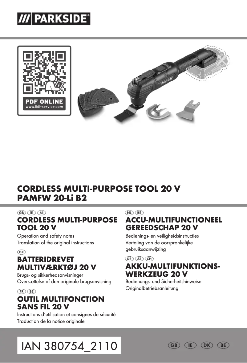 Page 1 de la notice Manuel utilisateur Parkside PAMFW 12 C3
