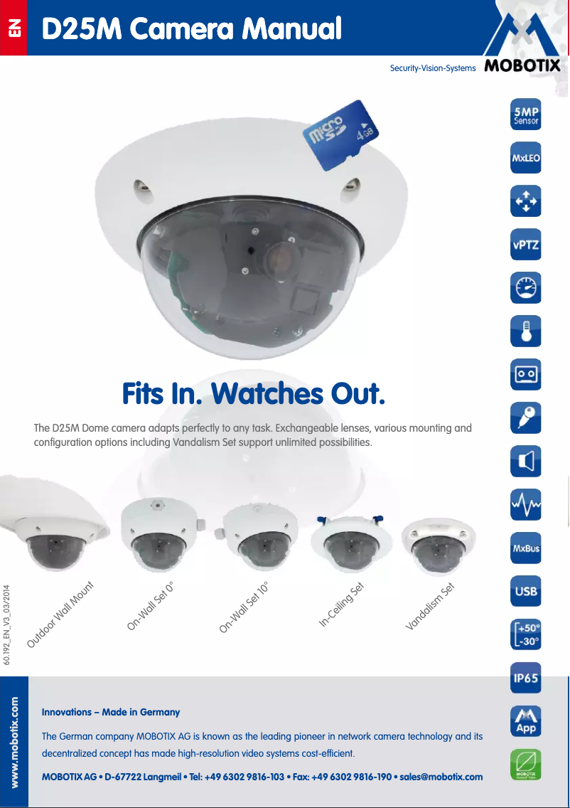 Page 1 de la notice Manuel utilisateur Mobotix MX-D25M-SEC-D25