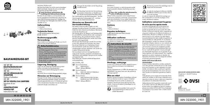 Page 1 de la notice Manuel utilisateur Playtive IAN 322000