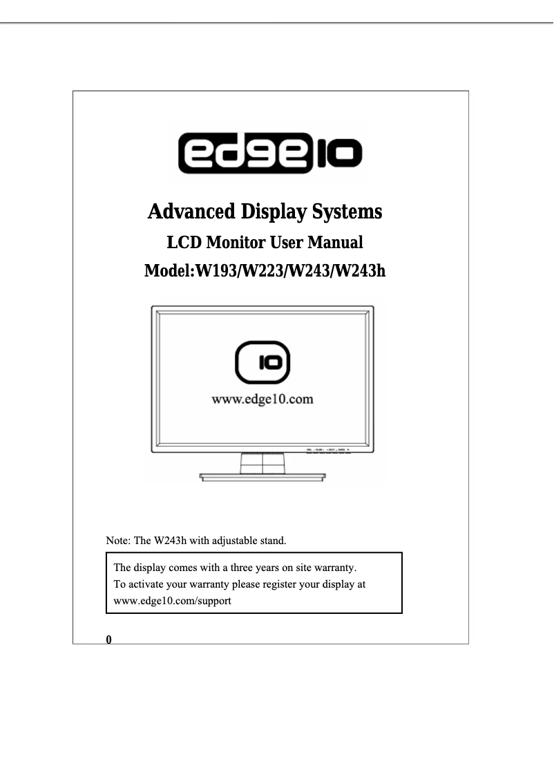 Página 1 del manual Manual de usuario Edge10 W243h
