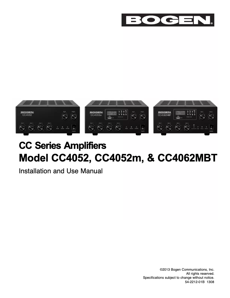 Page 1 de la notice Manuel utilisateur Bogen CC4062MBT