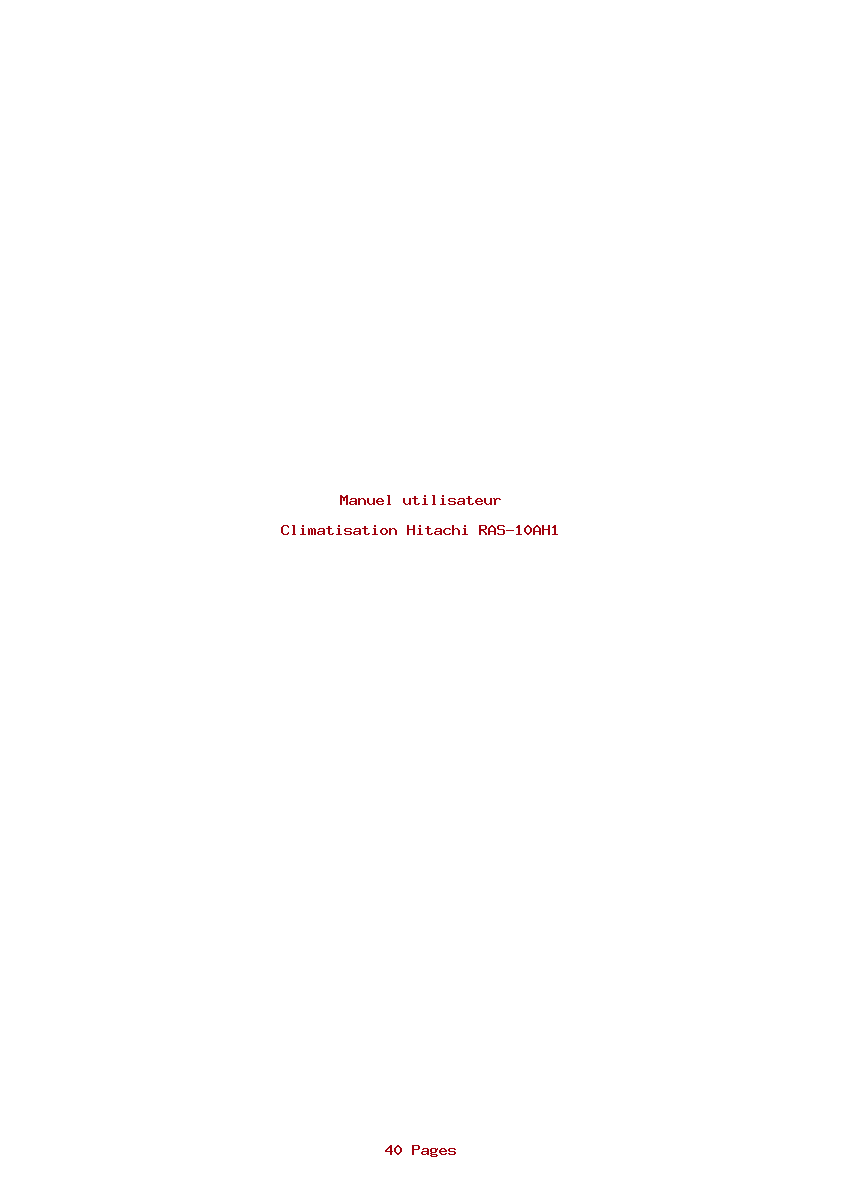 Page 1 de la notice Manuel utilisateur Hitachi RAS-10AH1