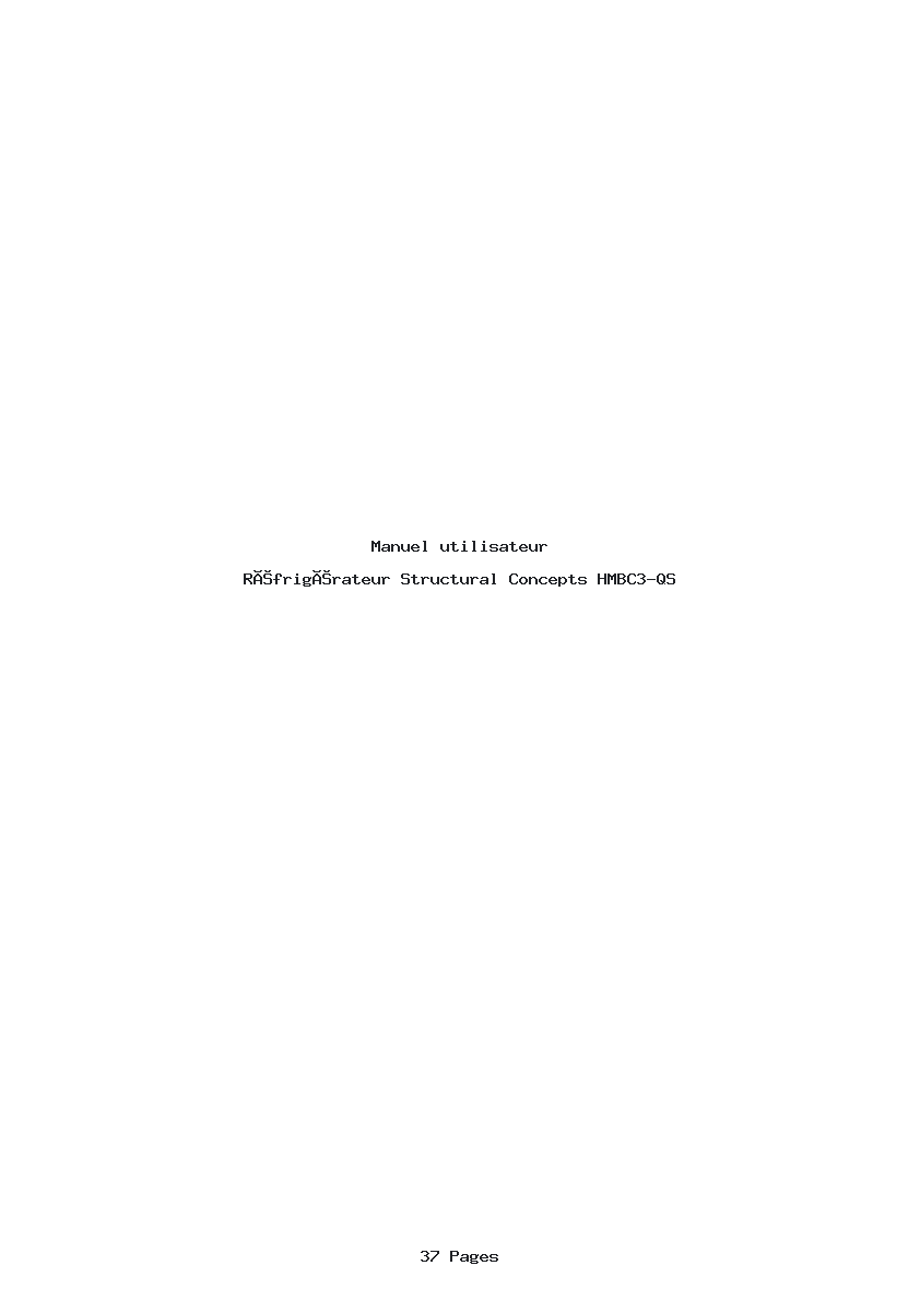 Page 1 de la notice Manuel utilisateur Structural Concepts HMBC3-QS
