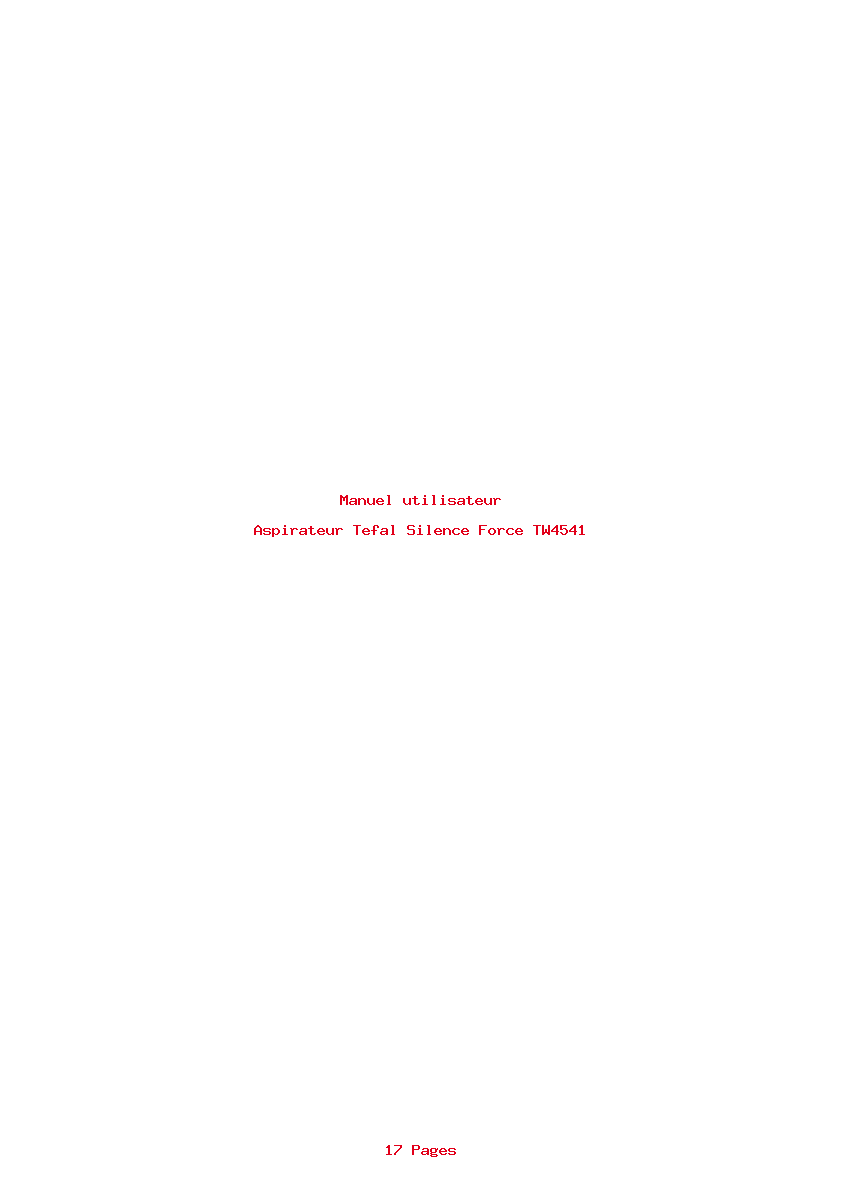Page 1 de la notice Manuel utilisateur Tefal Silence Force TW4541