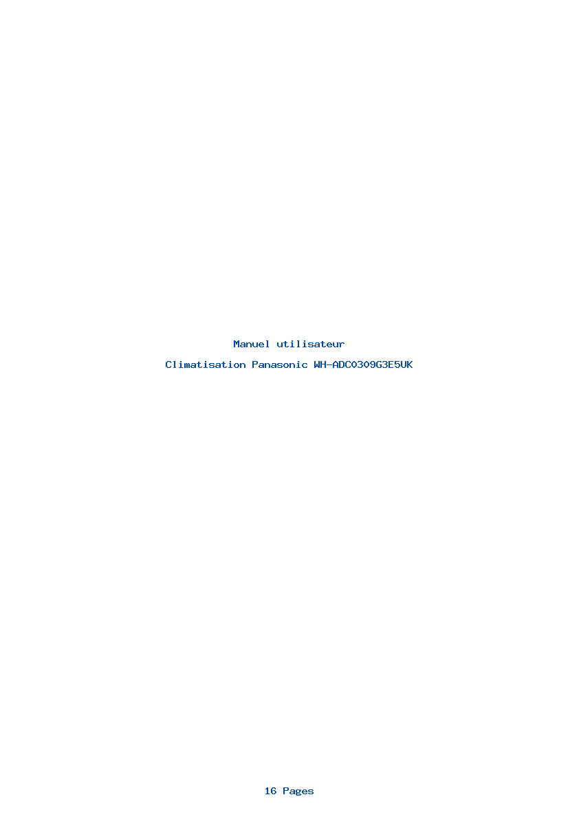 Page 1 de la notice Manuel utilisateur Panasonic WH-ADC0309G3E5UK