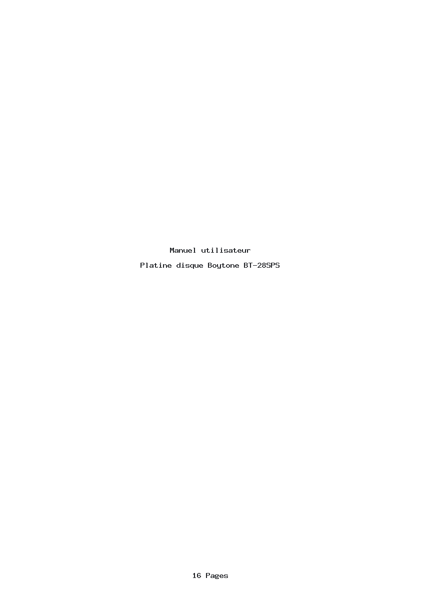 Page 1 de la notice Manuel utilisateur Boytone BT-28SPS