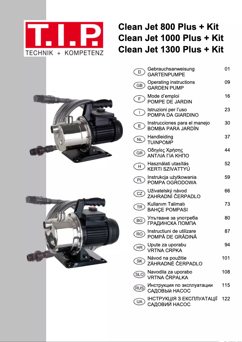 Page 1 de la notice Manuel utilisateur T.I.P. Clean Jet 800 Plus