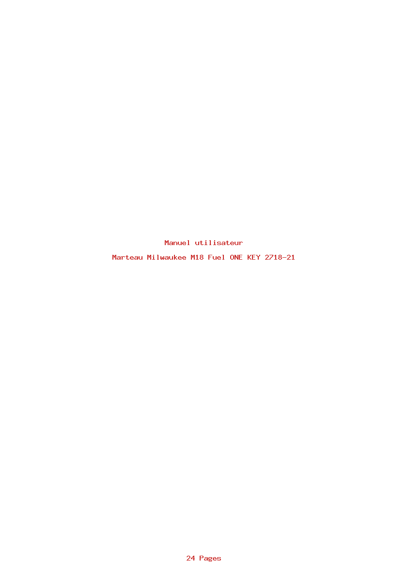 Page 1 de la notice Manuel utilisateur Milwaukee M18 Fuel ONE KEY 2718-21