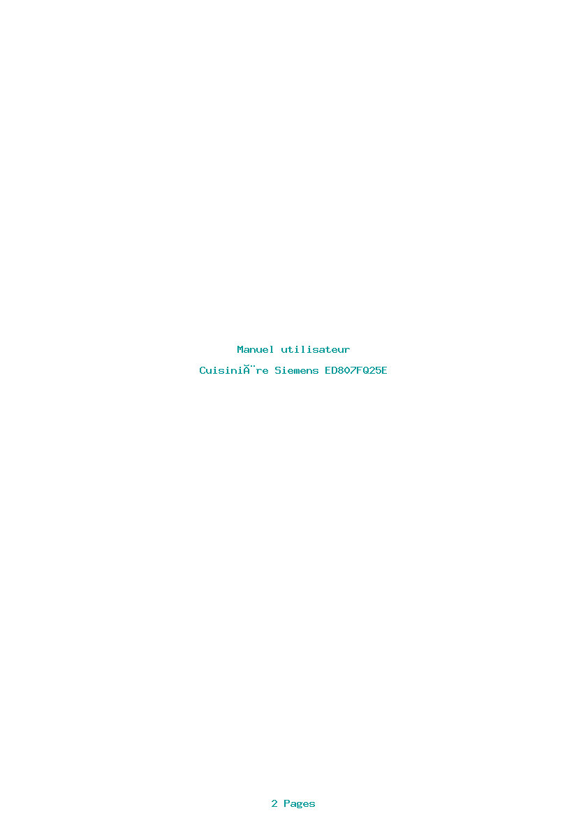 Page 1 de la notice Manuel utilisateur Siemens ED807FQ25E