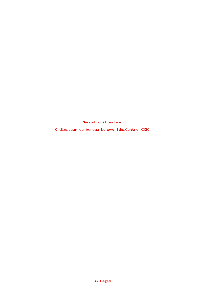 Page 1 de la notice Manuel utilisateur Lenovo IdeaCentre K330
