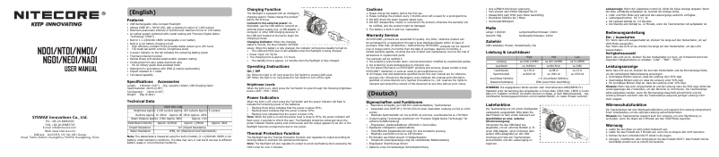 Page 1 de la notice Manuel utilisateur Nitecore NM01