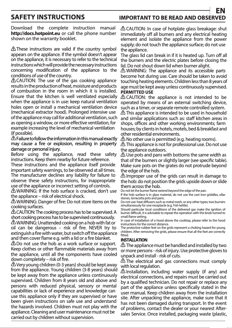 Página 1 del manual Manual de usuario Hotpoint HAGS 72F/BK