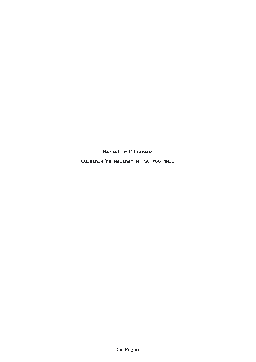 Page 1 de la notice Manuel utilisateur Waltham WTFSC V66 MA3D