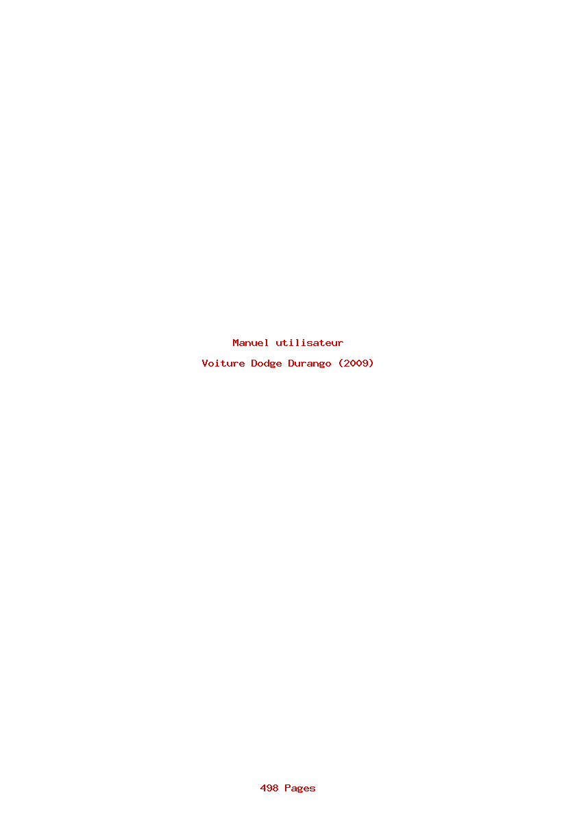Page 1 de la notice Manuel utilisateur Dodge Durango (2009)