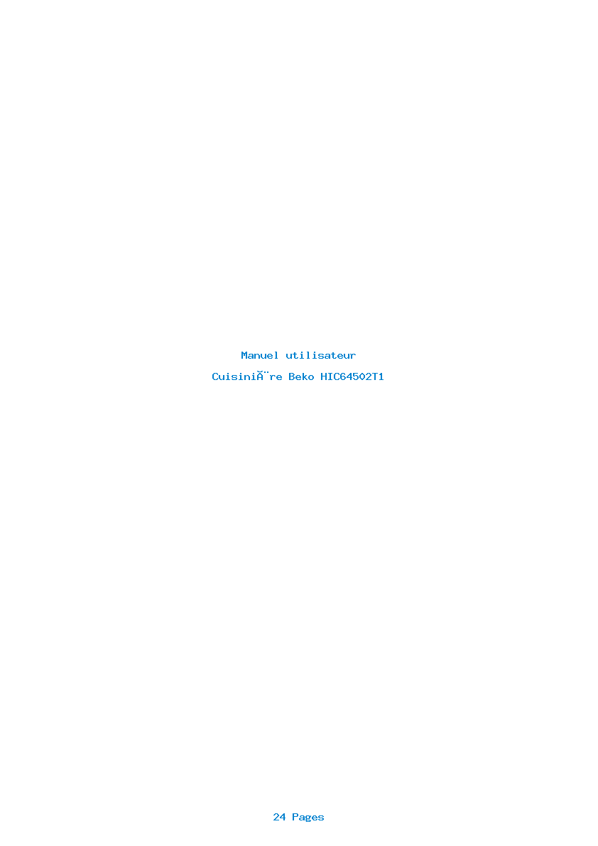Page 1 de la notice Manuel utilisateur Beko HIC64502T1