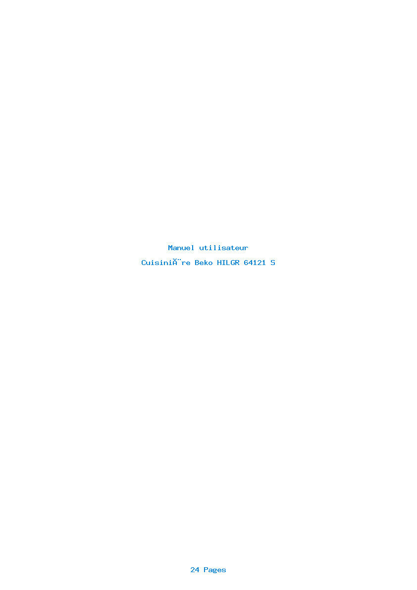 Page 1 de la notice Manuel utilisateur Beko HILGR 64121 S