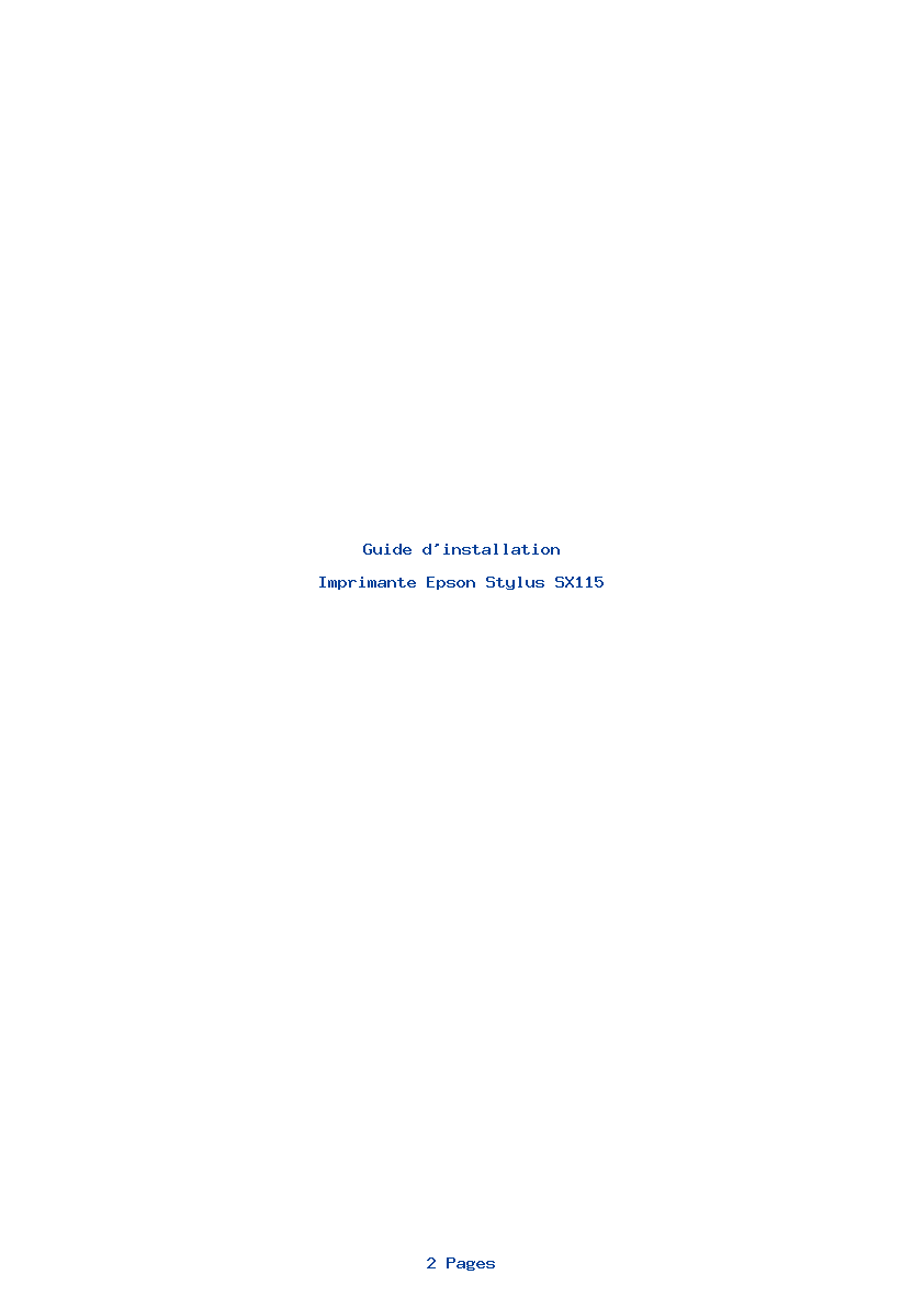 Page 1 de la notice Guide d'installation Epson Stylus SX115