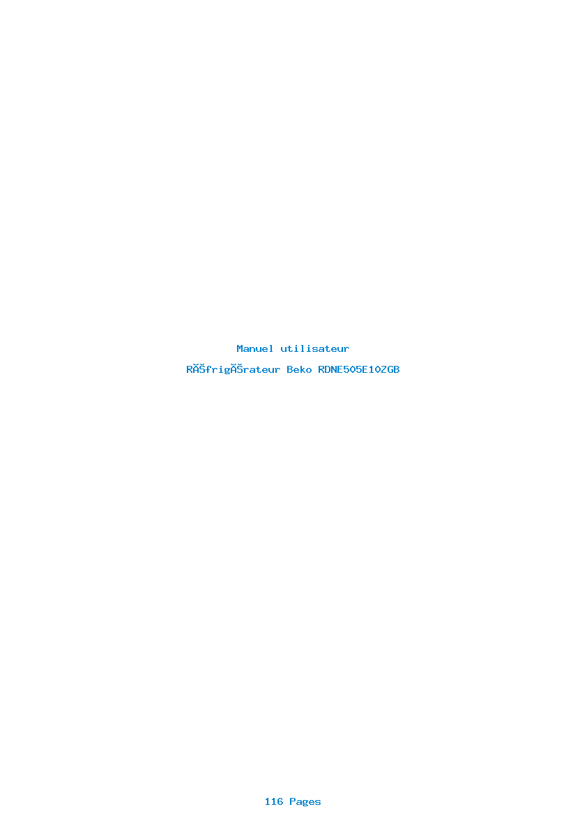 Page 1 de la notice Manuel utilisateur Beko RDNE505E10ZGB