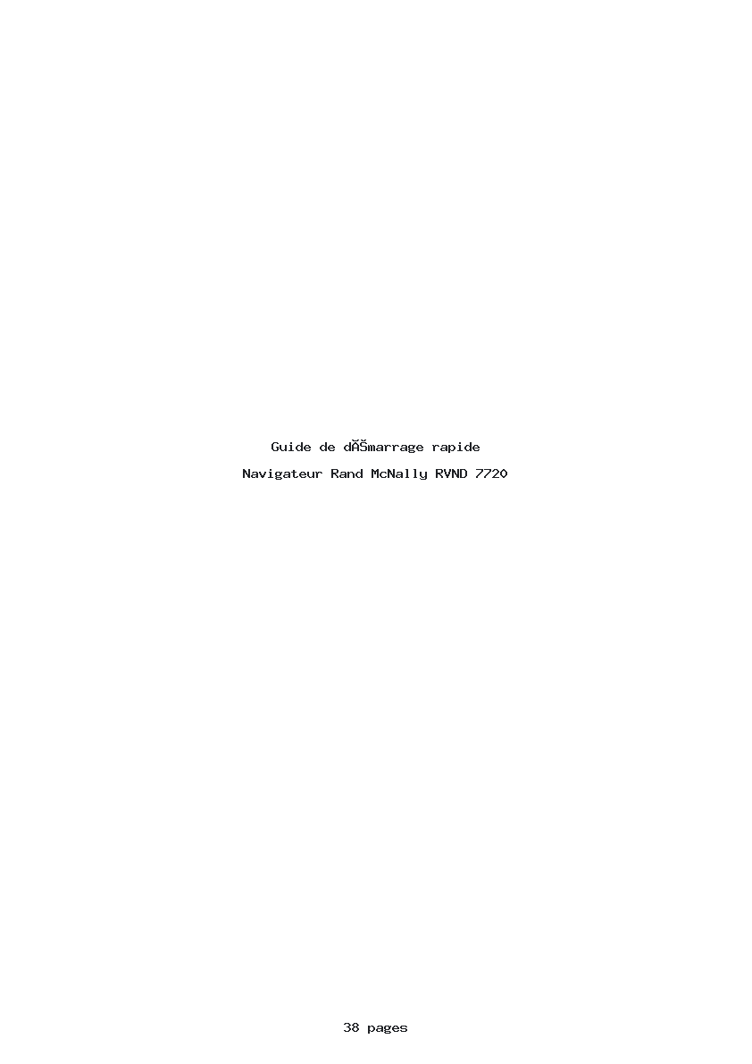 Page 1 de la notice Guide de démarrage rapide Rand McNally RVND 7720