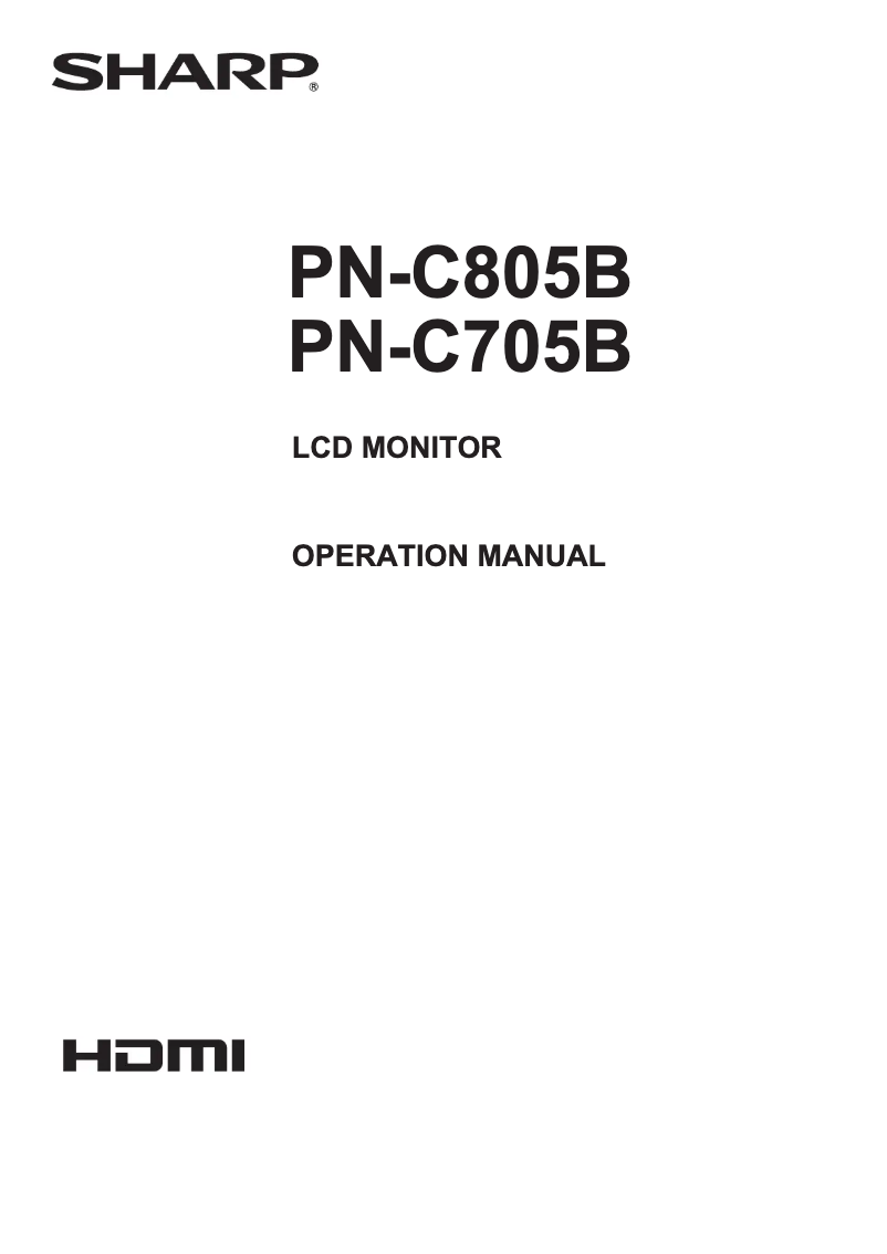 Page 1 de la notice Manuel utilisateur Sharp PN-C805B