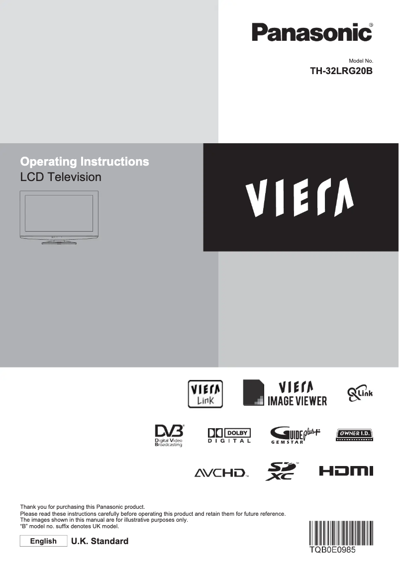 Page 1 of the manual User Manual Panasonic Viera TH-32LRG20B