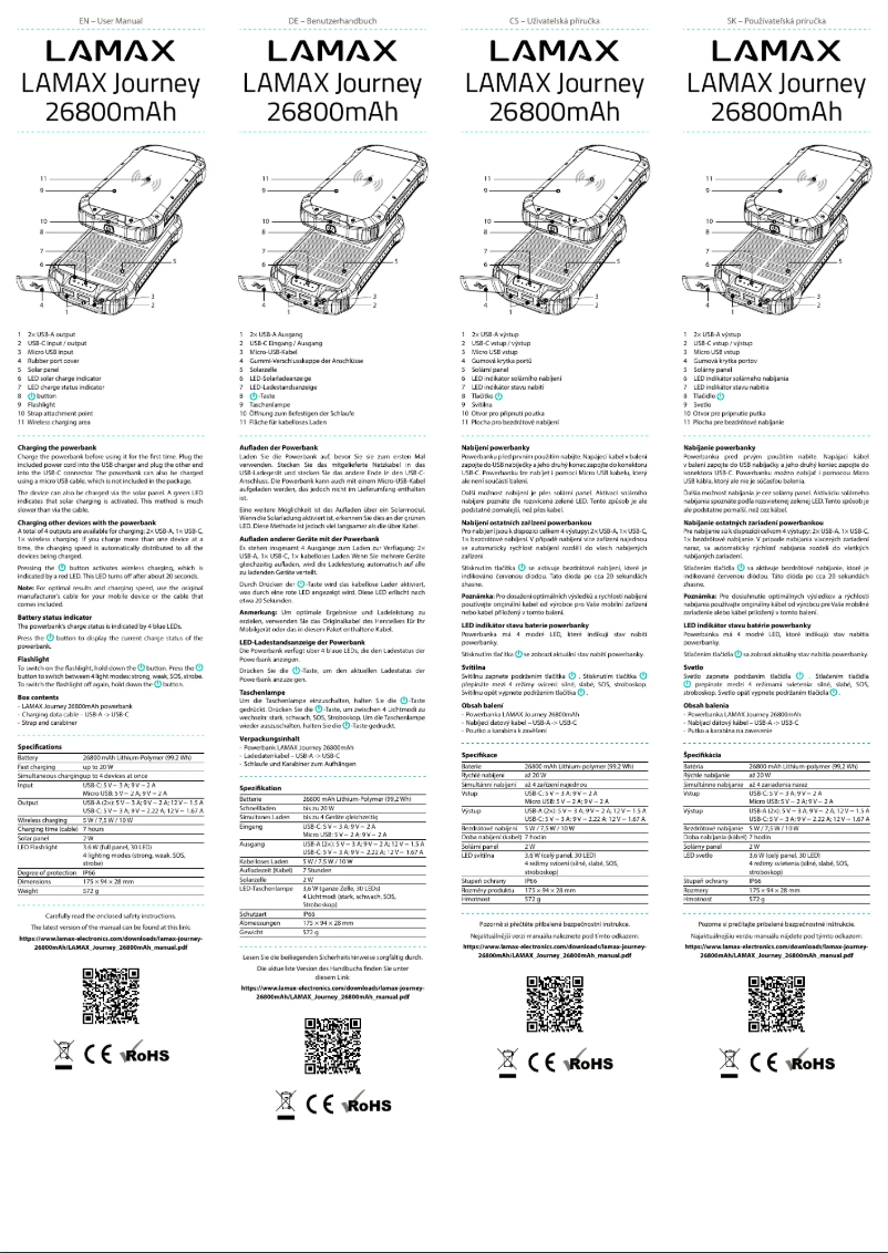 Page 1 de la notice Manuel utilisateur Lamax Journey 26800mAh