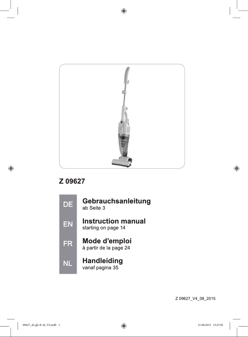 Página 1 del manual Manual de usuario Cleanmaxx Z 09627