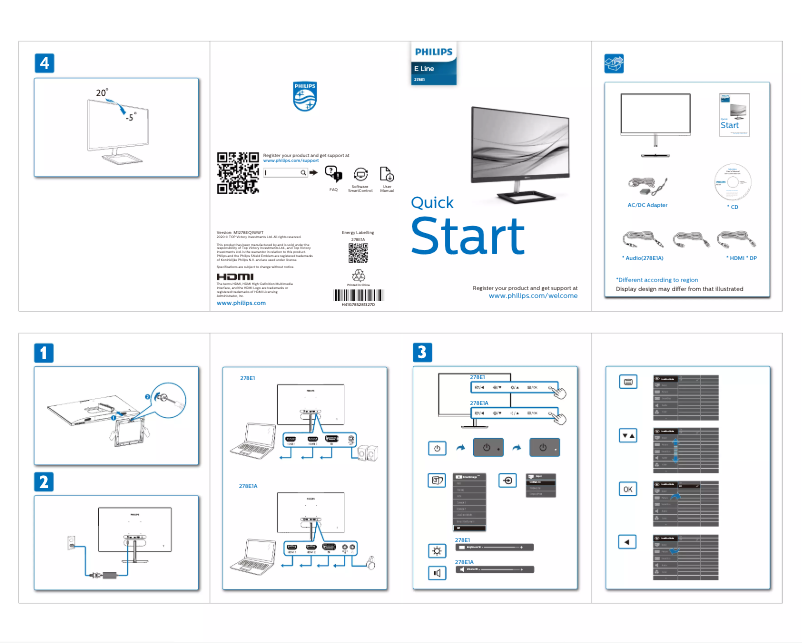Page n°1 - Guide de démarrage rapide Philips E Line 278E1A