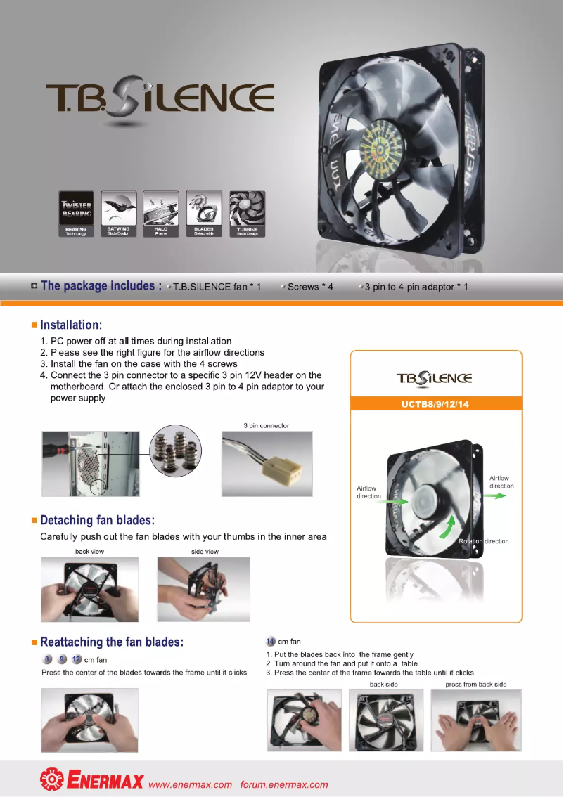 Page 1 of the manual User Manual Enermax T.B.Silence