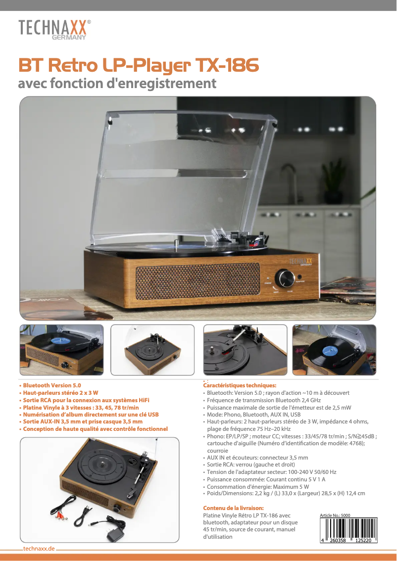 Page 1 de la notice Manuel utilisateur Technaxx TX-186