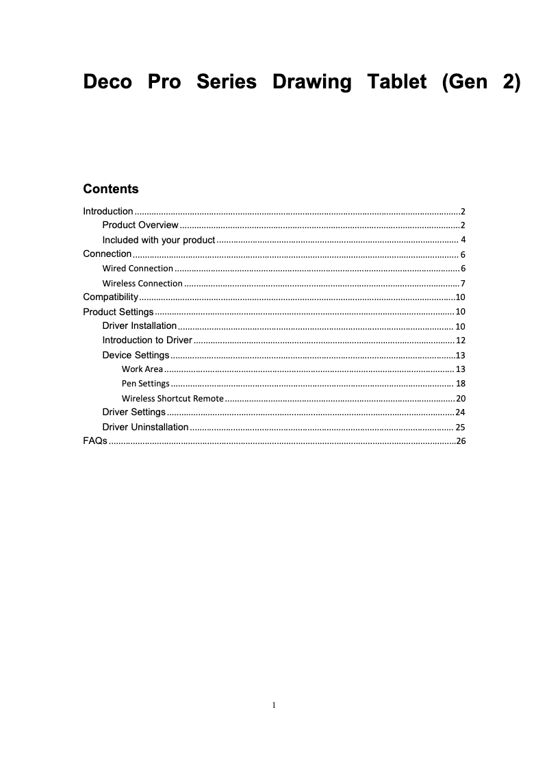 Page 1 of the manual User Manual XP-PEN Deco Pro (Gen 2)