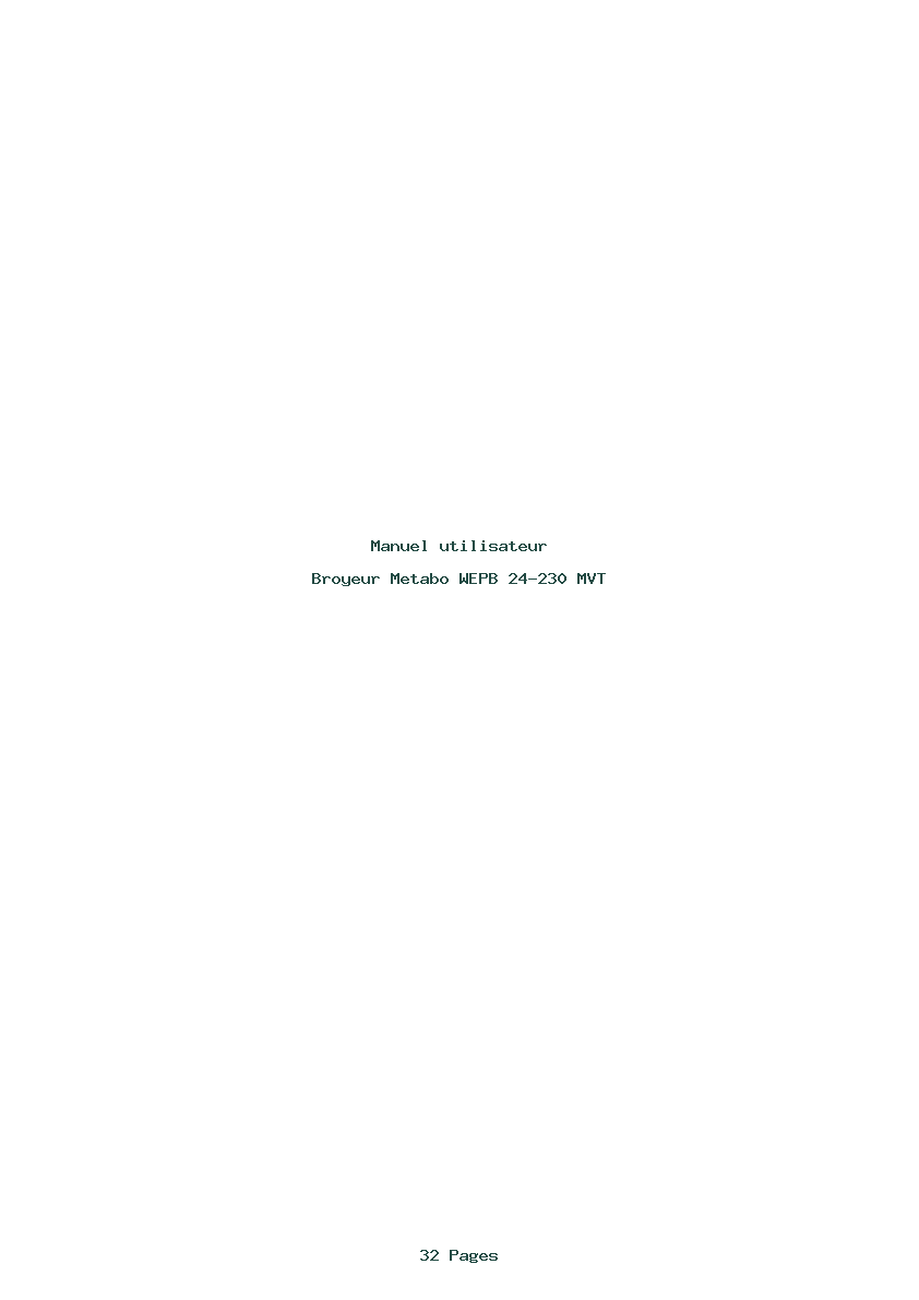 Page 1 de la notice Manuel utilisateur Metabo WEPB 24-230 MVT