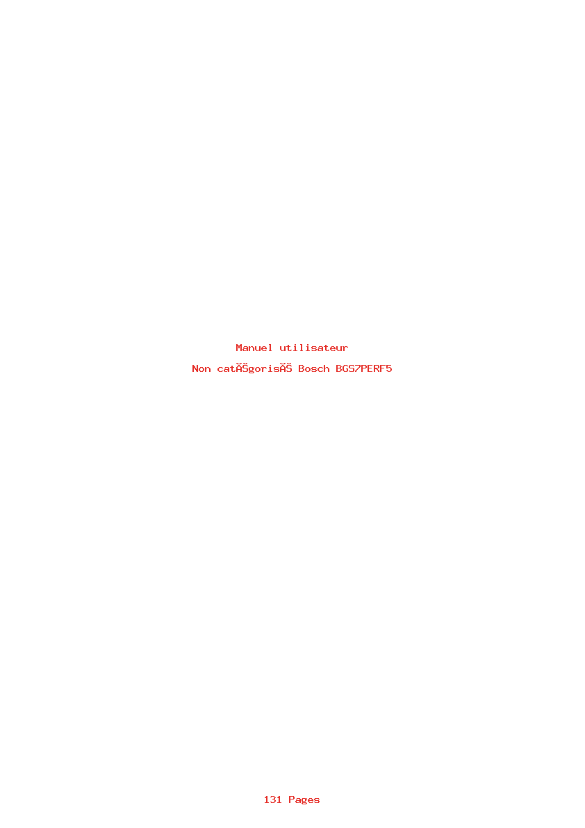 Page 1 de la notice Manuel utilisateur Bosch BGS7PERF5