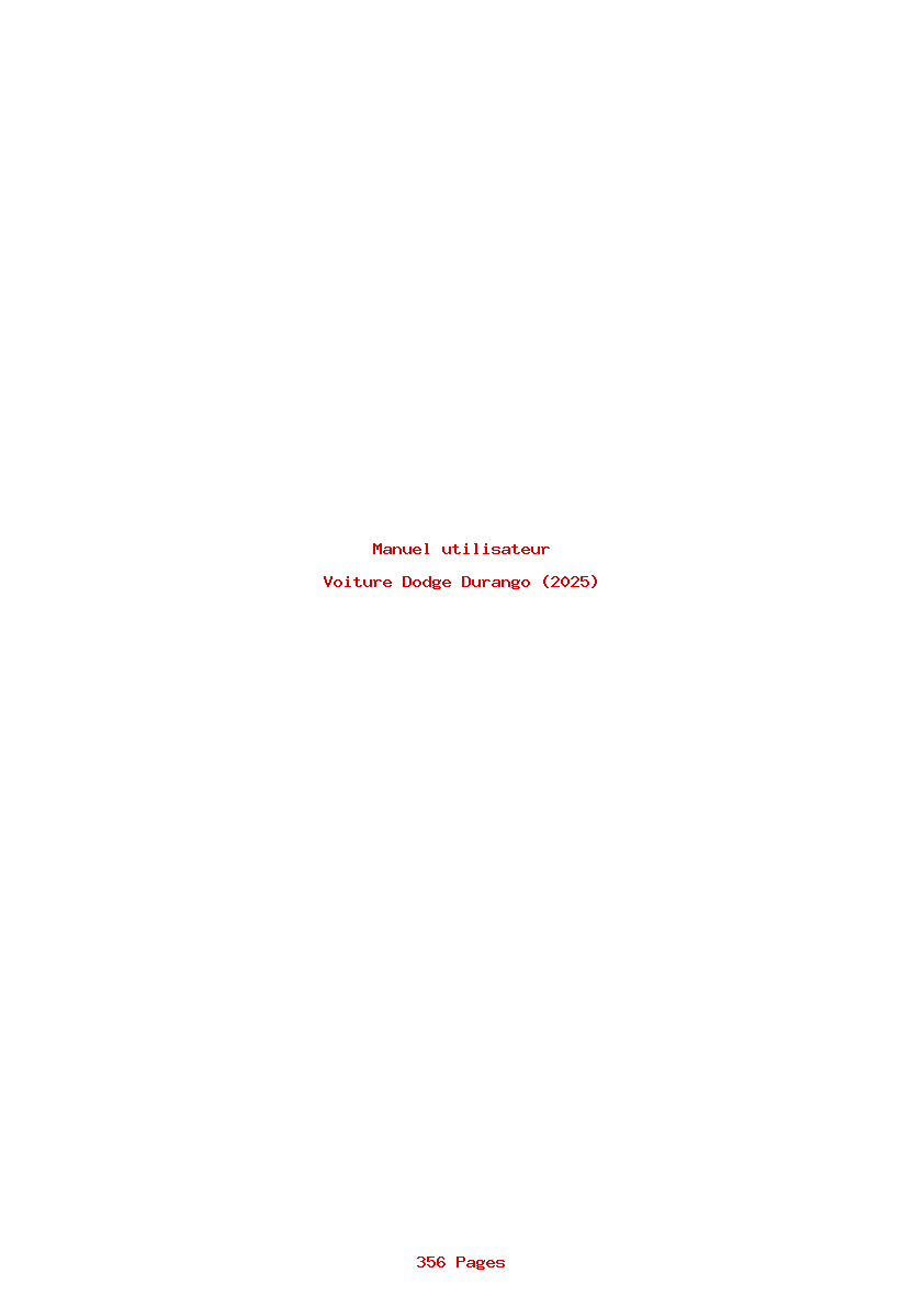 Page 1 de la notice Manuel utilisateur Dodge Durango (2025)