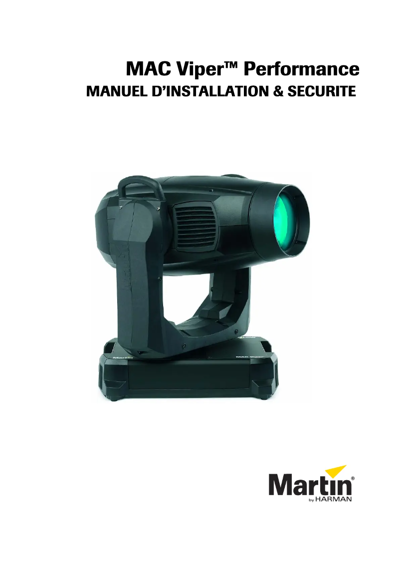 Page 1 de la notice Guide d'installation Martin MAC Viper Performance