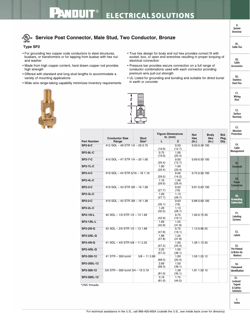 Page 1 de la notice Manuel utilisateur Panduit SP2-4/0L-Q