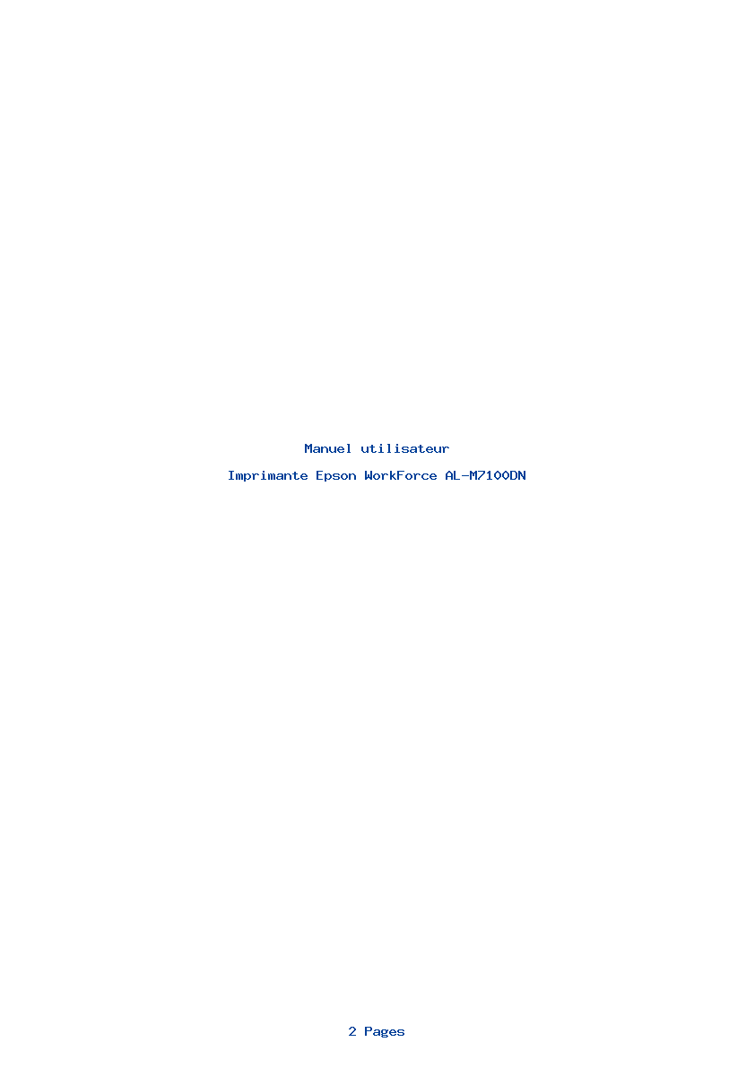 Page 1 de la notice Manuel utilisateur Epson WorkForce AL-M7100DN